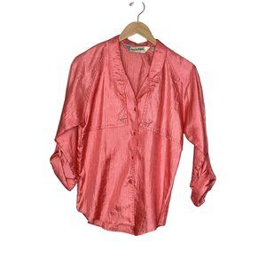 Diane Von Furstenberg Women’s Vintage 80s 90s Coral Pink Blouse Top Size 6